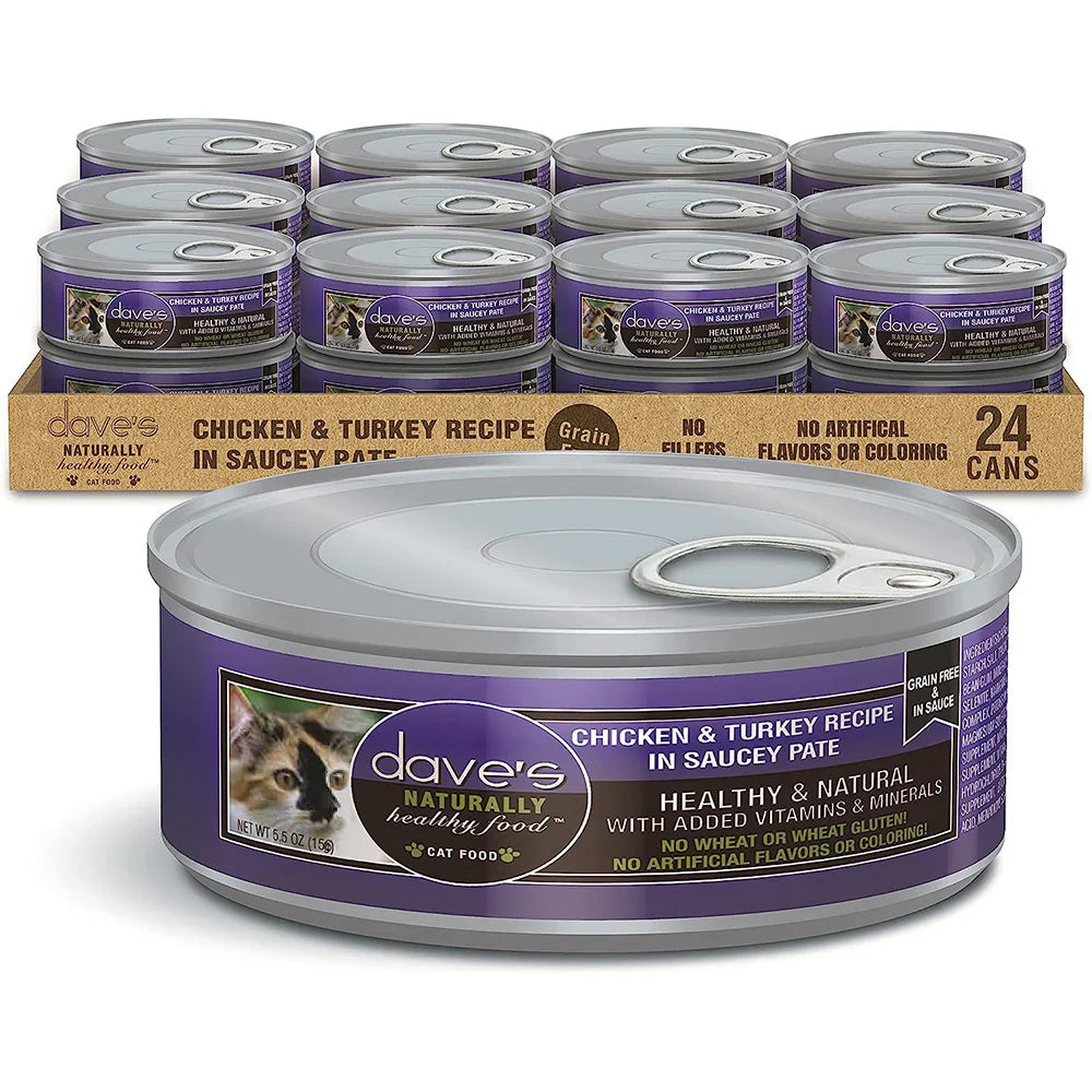 Dave's Chicken & Turkey Recipe in Saucey Paté Wet Cat Food (5.5oz) from The Family Pet