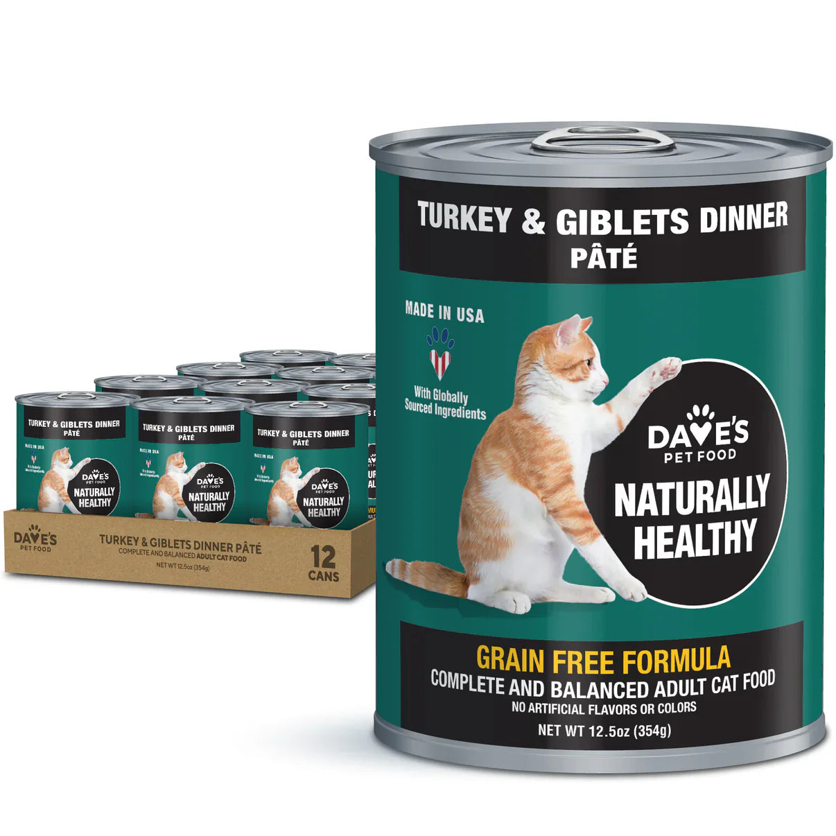 Dave's Naturally Healthy Turkey & Giblets Dinner Paté Wet Cat Food (12.5oz) from The Family Pet