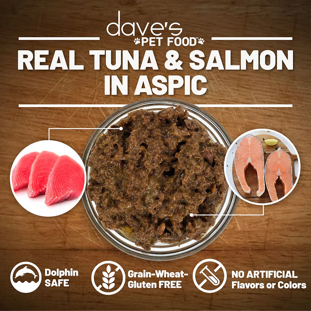 Dave's Naturally Healthy Grain Free Tuna & Salmon Dinner in Aspic Wet Cat Food (5.5oz) from The Family Pet