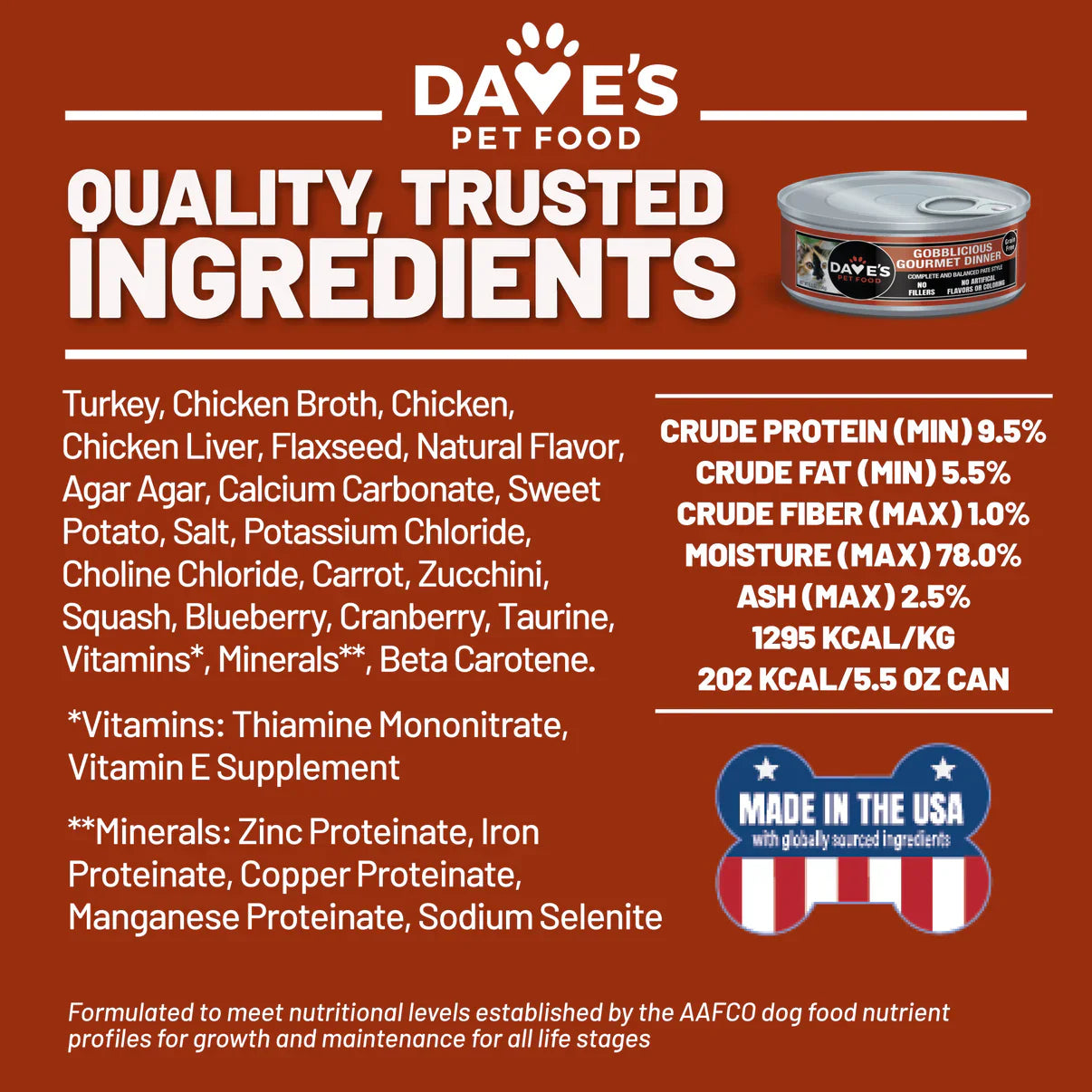 Dave's Naturally Healthy, Grain-Free Gobblicious Gourmet Paté Dinner Wet Cat Food (5.5oz) from The Family Pet