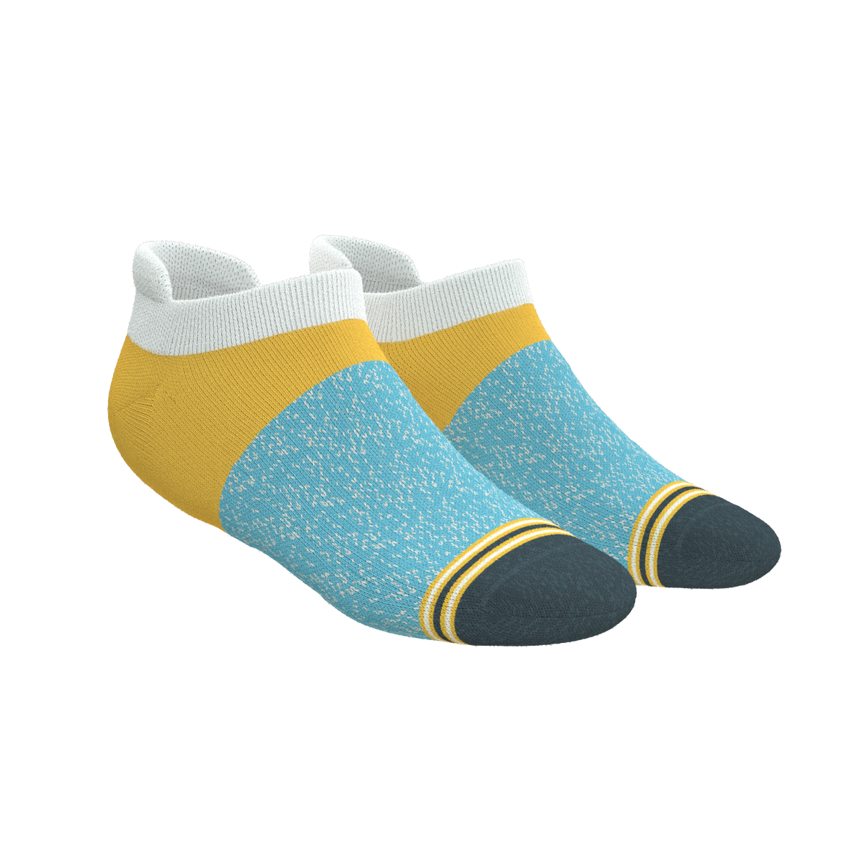 The Daybreak | Mustard and Blue Heel Hammock™ Ankle Socks from Shinesty
