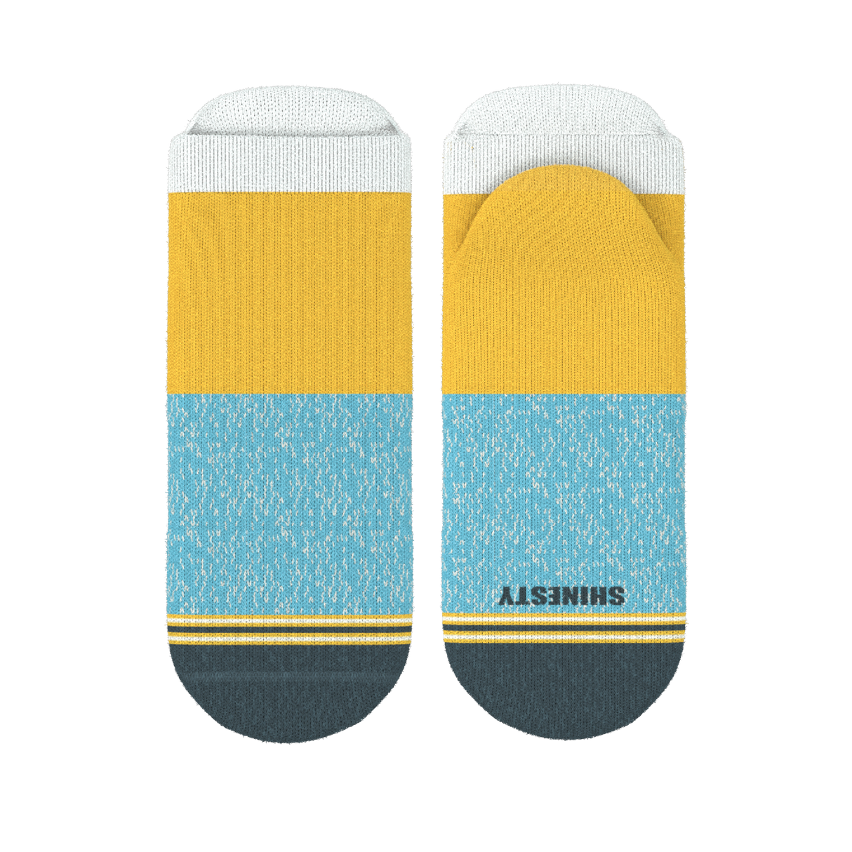 The Daybreak | Mustard and Blue Heel Hammock™ Ankle Socks from Shinesty