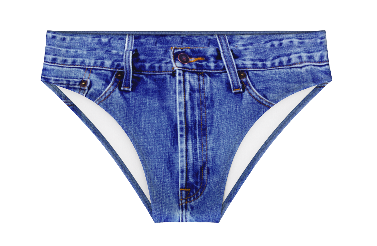 The Daytona Dong Sarong | Denim Print Swim Brief from Shinesty