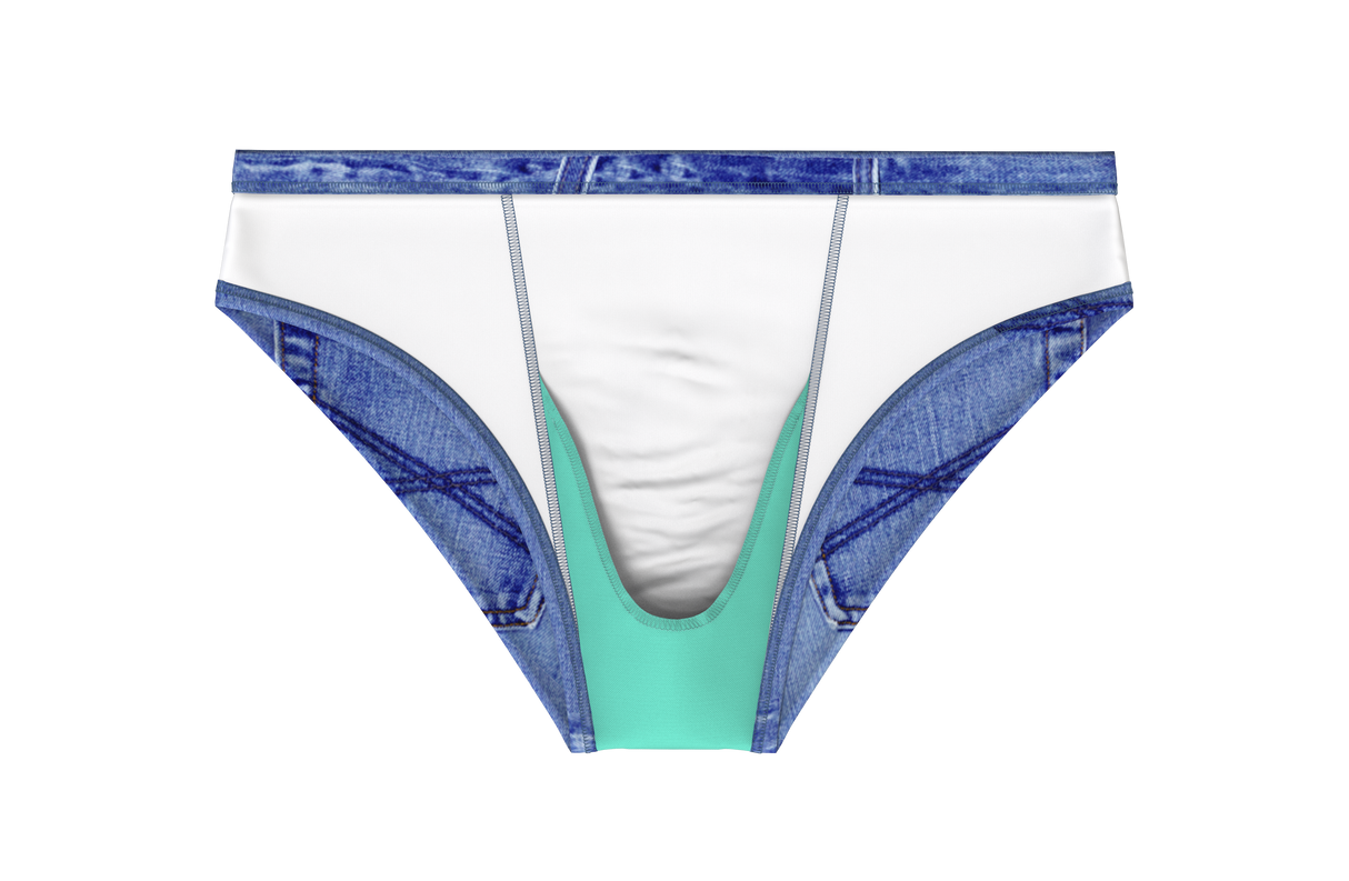 The Daytona Dong Sarong | Denim Print Swim Brief from Shinesty