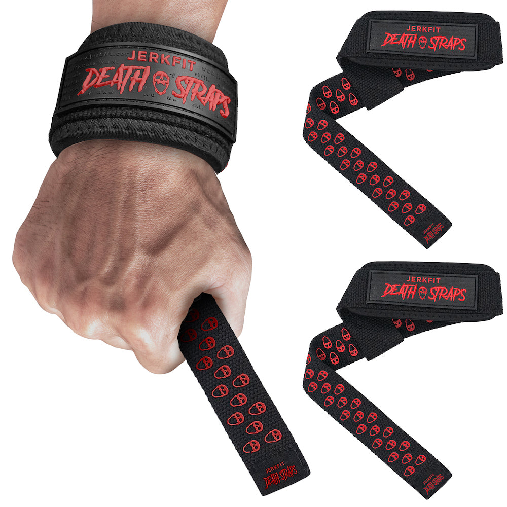 JerkFit Death Straps, Traditional Lifting Straps with Double Sided Skull-Grip from JerkFit