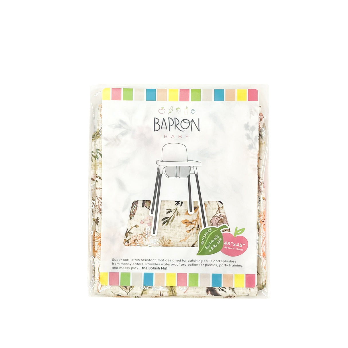 Delilah Floral Splash Mat - A Waterproof Catch-All for Highchair Spills and More! from BapronBaby