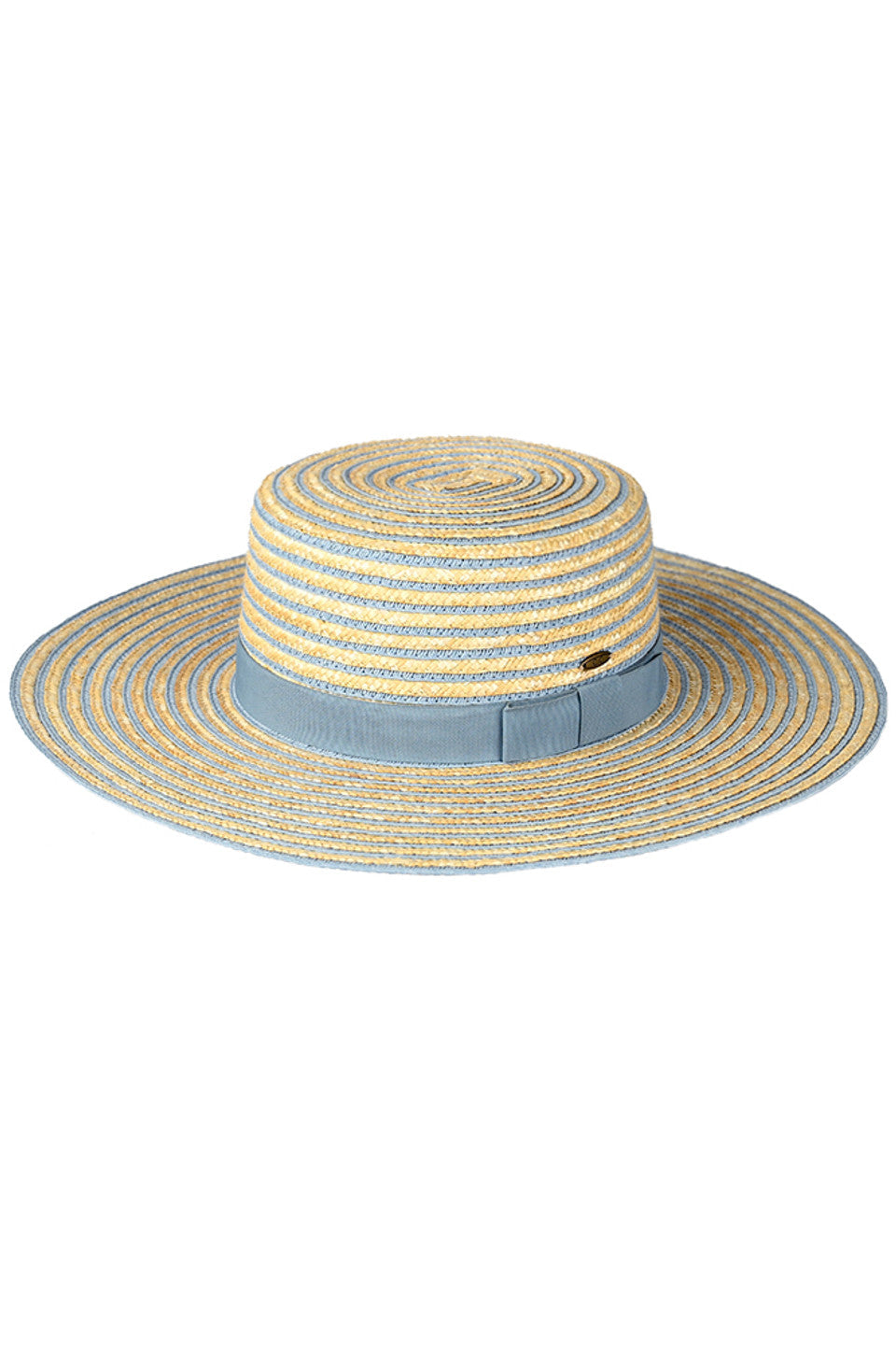 C.C Stripe Pattern Boater Sun Hat from Madeline Love