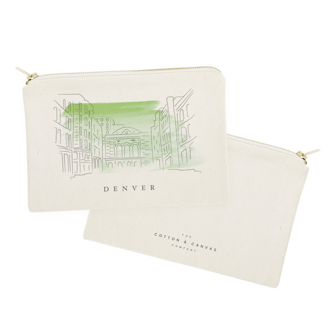 Denver Cityscape Cotton Canvas Cosmetic Bag from The Cotton & Canvas Co.
