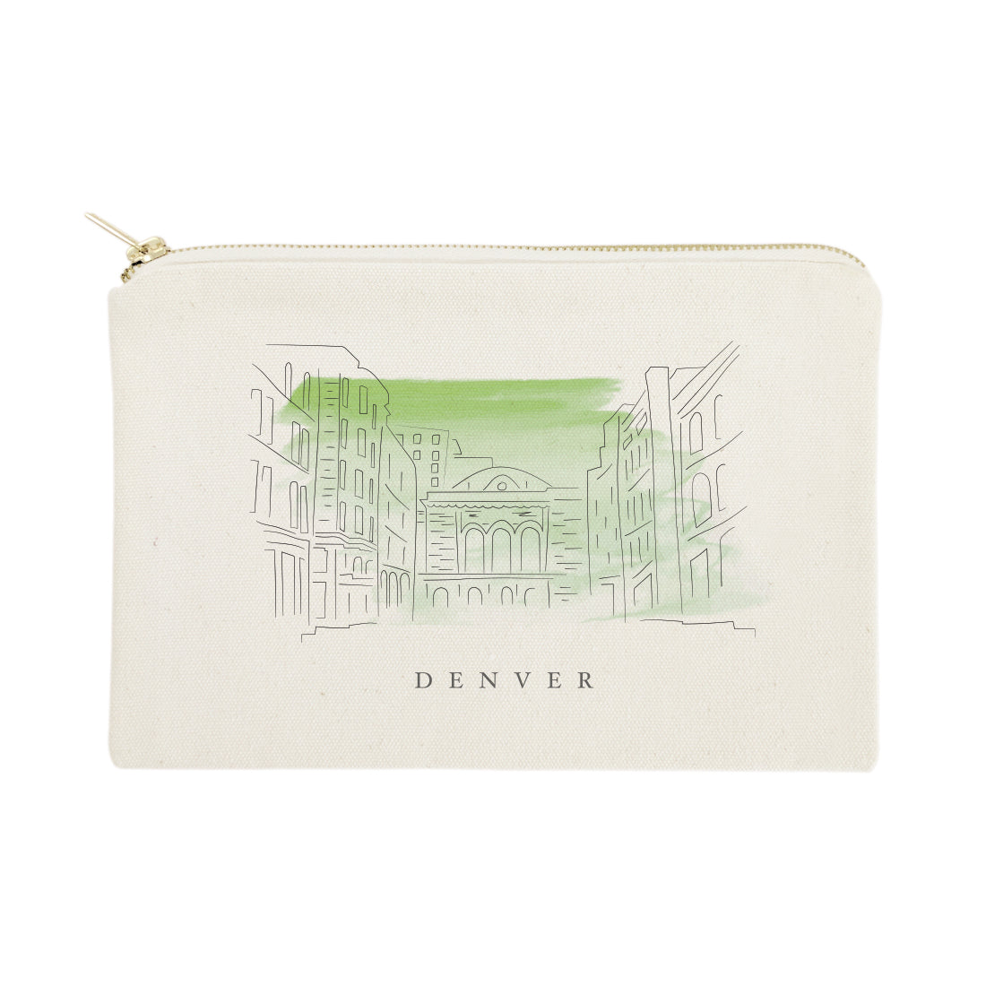 Denver Cityscape Cotton Canvas Cosmetic Bag from The Cotton & Canvas Co.