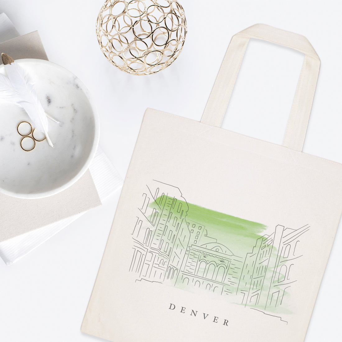 Denver Cityscape Cotton Canvas Tote Bag from The Cotton & Canvas Co.