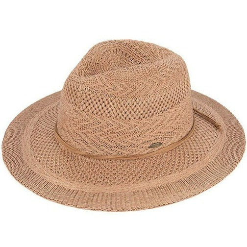 C.C Multi Pattern Suede String Band Panama Hat from Madeline Love