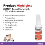 Zymox Veterinary Strength Topical Spray Hydrocortisone 1.0% for Dogs & Cats (2 oz) from HardyPaw