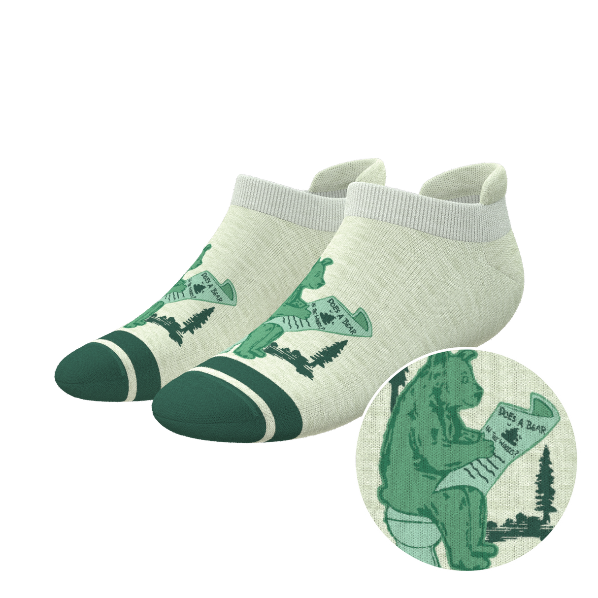 The Does A Bear | Green Toilet Bear Heel Hammock™ Ankle Socks from Shinesty