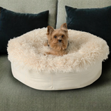 PupPouf™ Luxe Faux Fur Donut Dog Bed - Plush Sheep Ivory from Paw.com