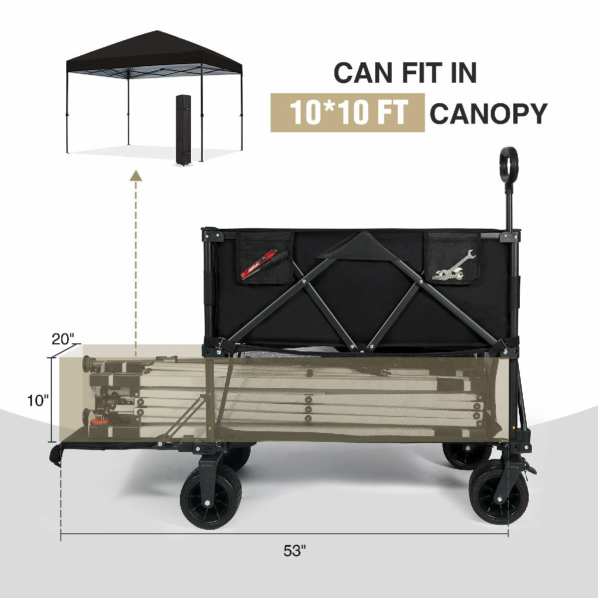 Large Collapsible Double Decker Wagon, 450lbs Heavy Duty From Redcamp