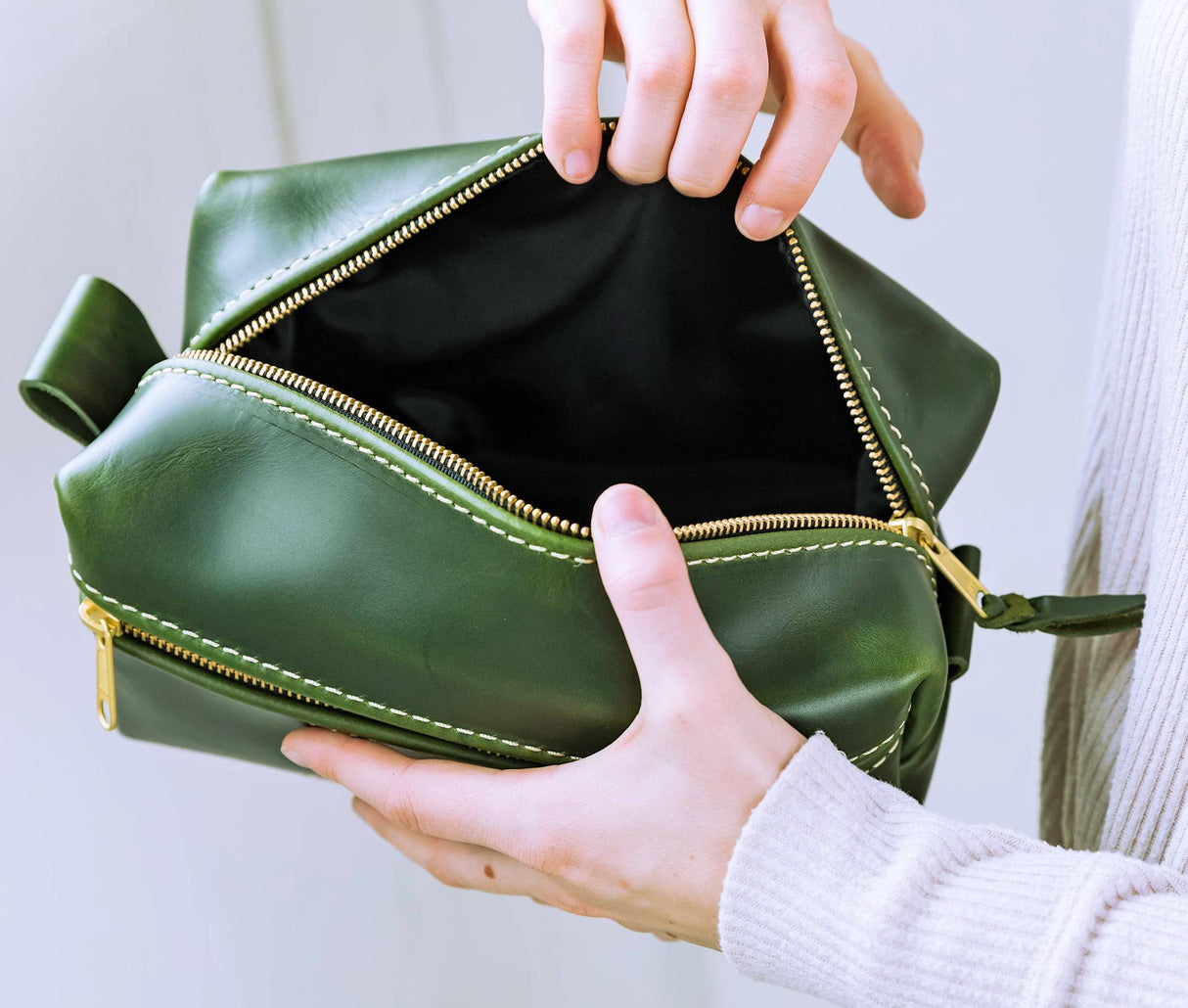 Double Zipper Toiletry Bag All for American from Lifetime Leather Co.