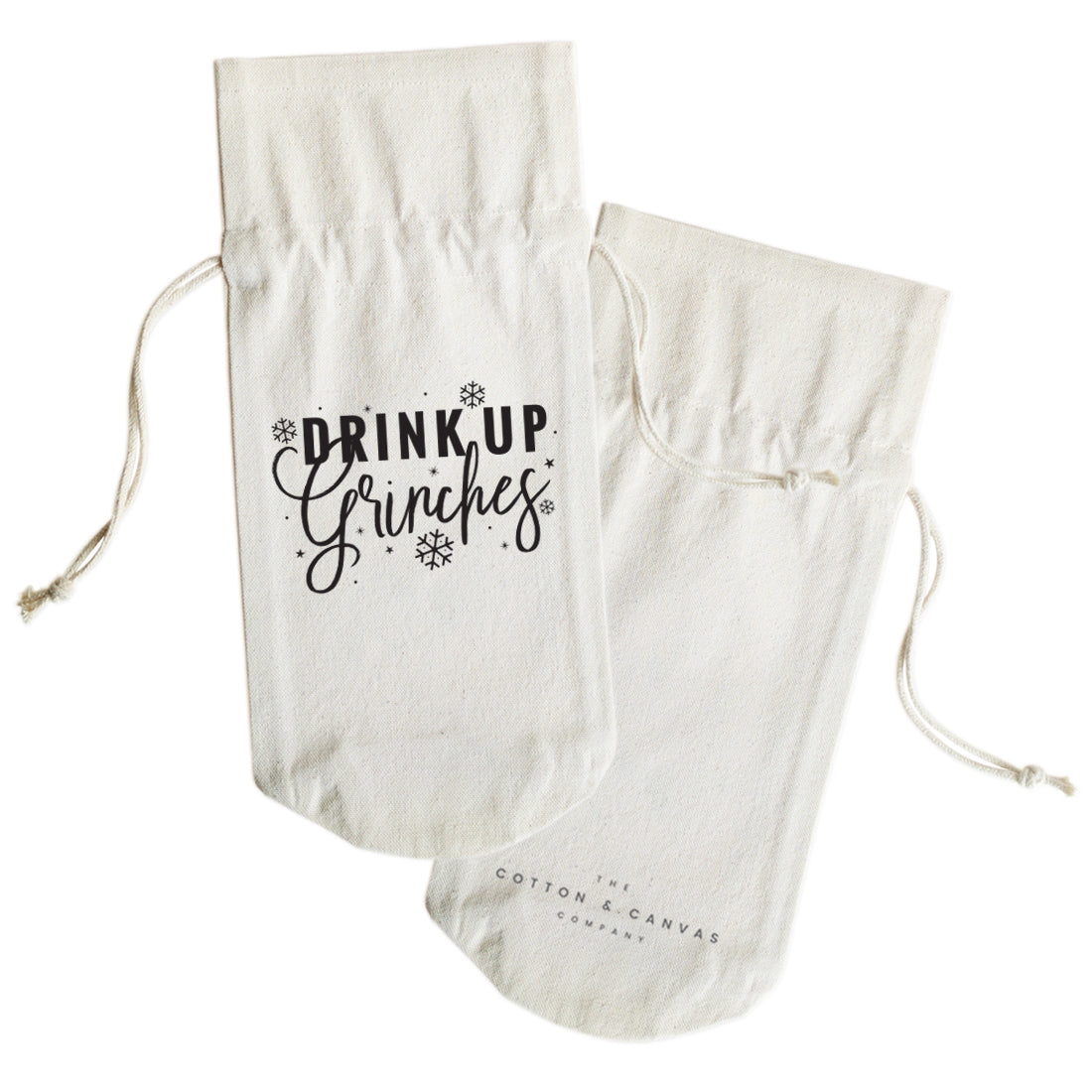 Drink up Grinches Christmas Canvas Wine Bag from The Cotton & Canvas Co.