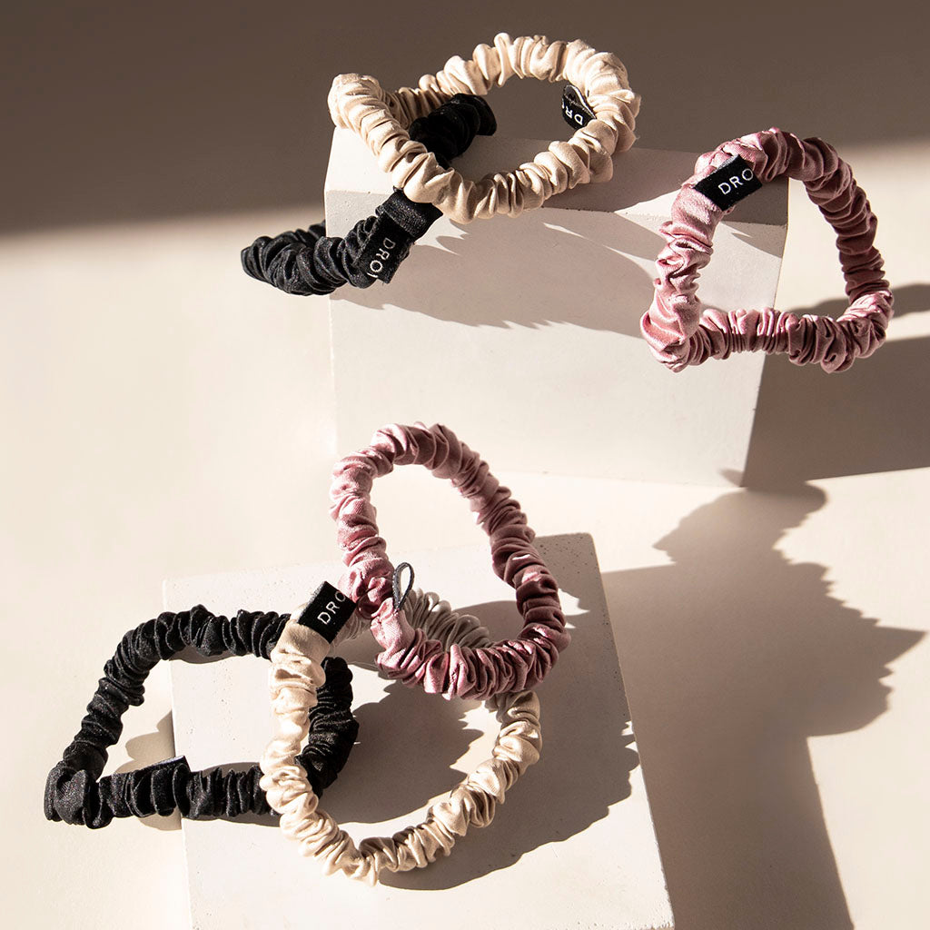 Skinny Scrunchie Set - Rose, Dusty, Black from Drowsy