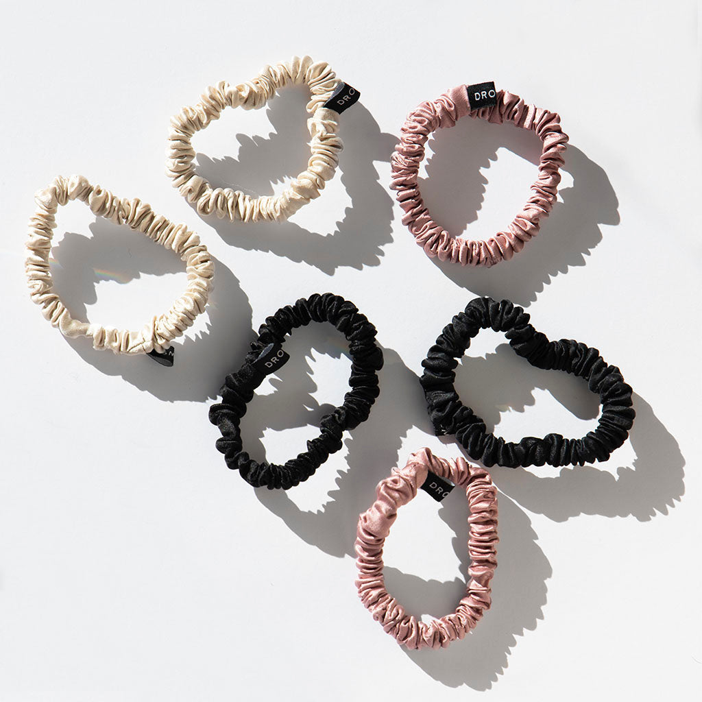 Skinny Scrunchie Set - Rose, Dusty, Black from Drowsy