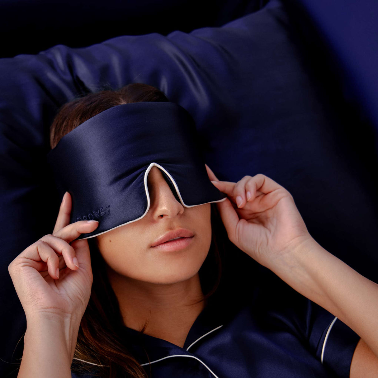 Midnight Blue Silk Pillowcase from Drowsy