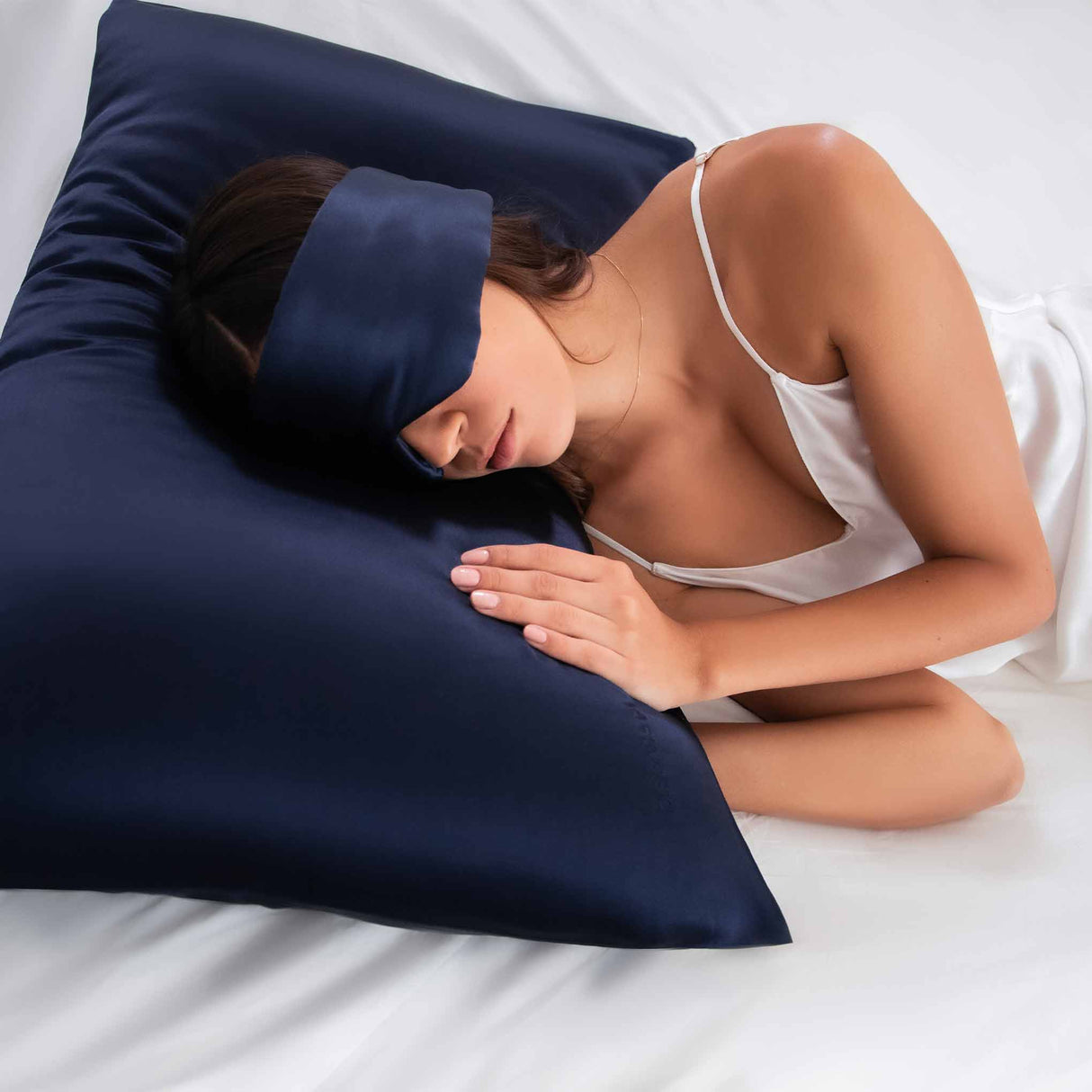 Midnight Blue Silk Pillowcase from Drowsy