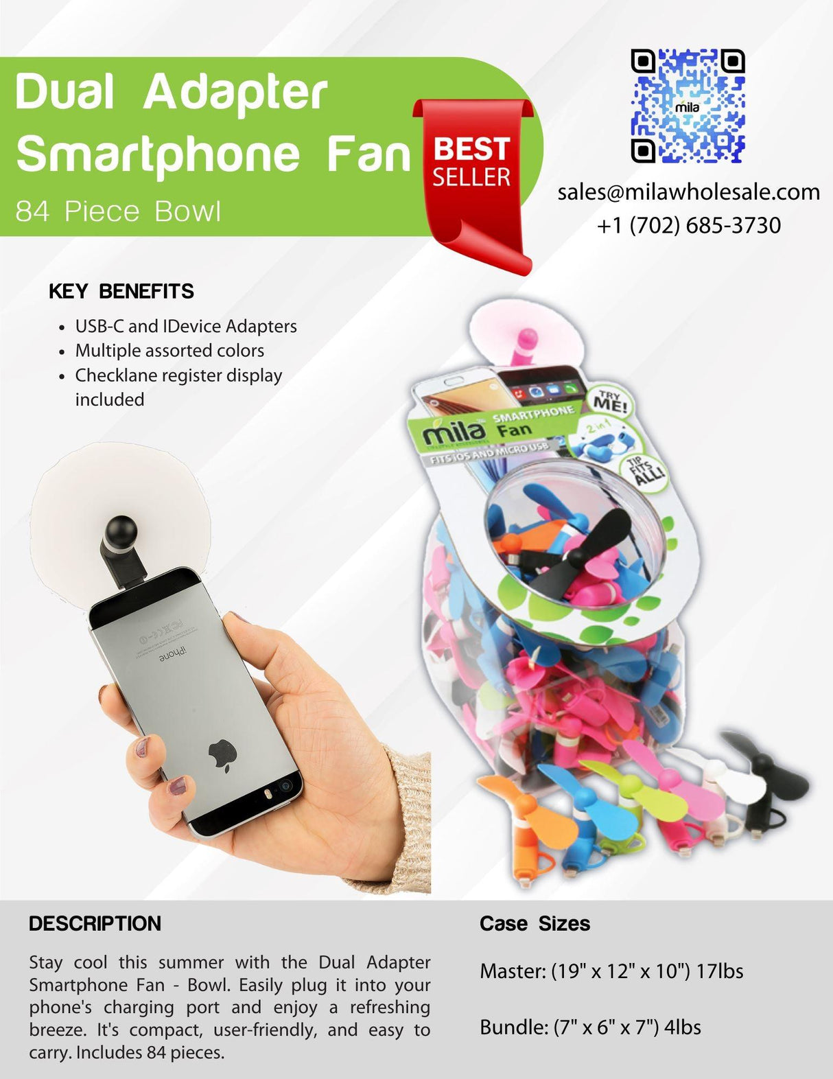 Dual Adapter Smartphone Fan - Bowl from Mila Lifestyle Accessories