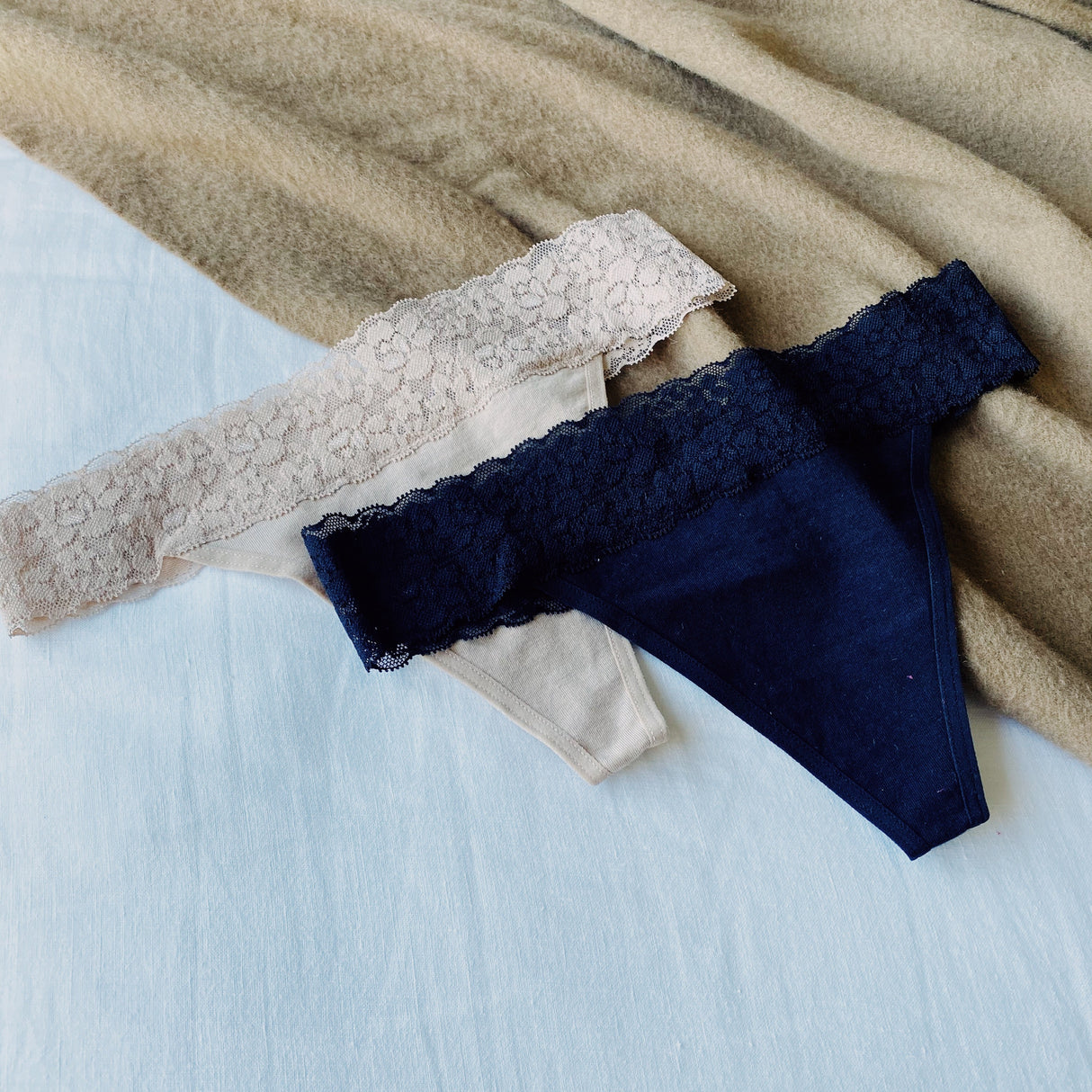 Hipster Lace Cotton Thong 2 Pack Underwear from The Bra Lab