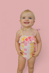 SUMMER SUNSET CHECKERS DREAM ONE PIECE SWIM SUIT from DREAM BIG LITTLE CO