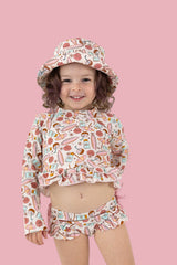 FUN IN THE SUN DREAM TWO-PIECE RASH GUARD RUFFLE SWIM SUIT from DREAM BIG LITTLE CO