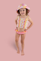 SUMMER SUNSET CHECKERS DREAM SMOCKED TANKINI TWO PIECE SWIM SUIT from DREAM BIG LITTLE CO