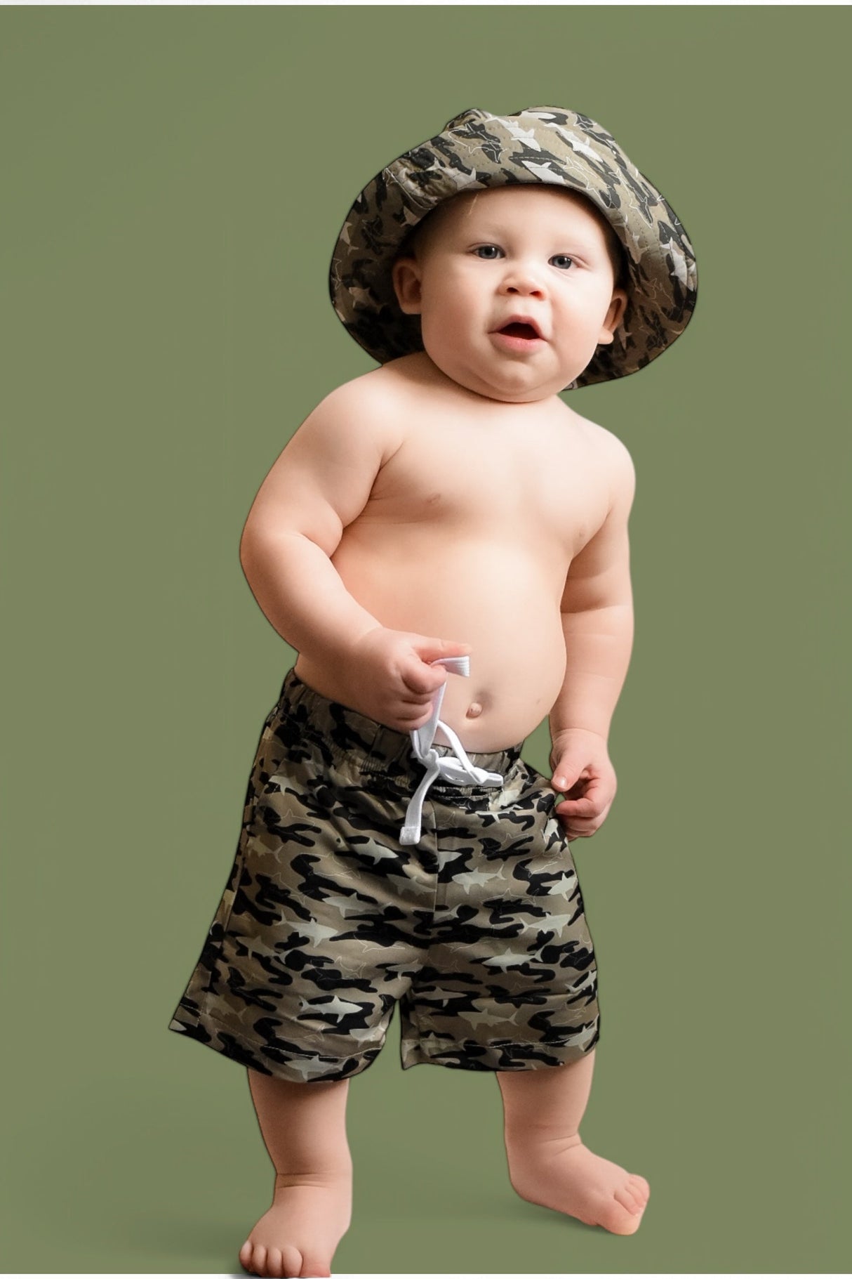 CAMO SHARK BOY'S DREAM SWIM TRUNKS from DREAM BIG LITTLE CO