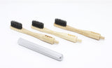 Replaceable Bamboo Toothbrush Aluminum Handle - Soft Charcoal Bristles from Lucky Teeth