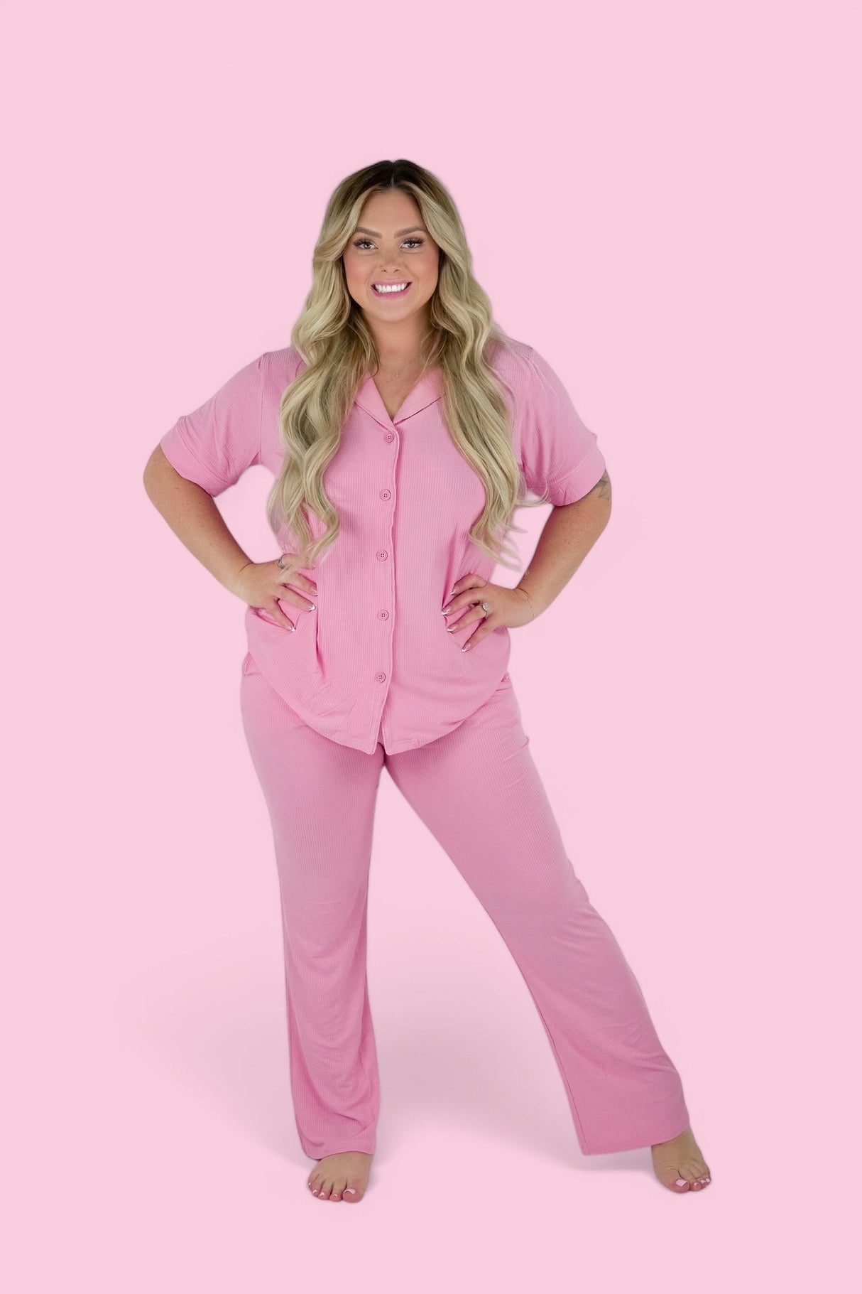 BELLA PINK RIB WOMEN'S DREAM FLARE SET from DREAM BIG LITTLE CO