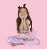 BUBBLEGUM WAVY CHECKERS DREAM SMOCKED FLARE SET from DREAM BIG LITTLE CO