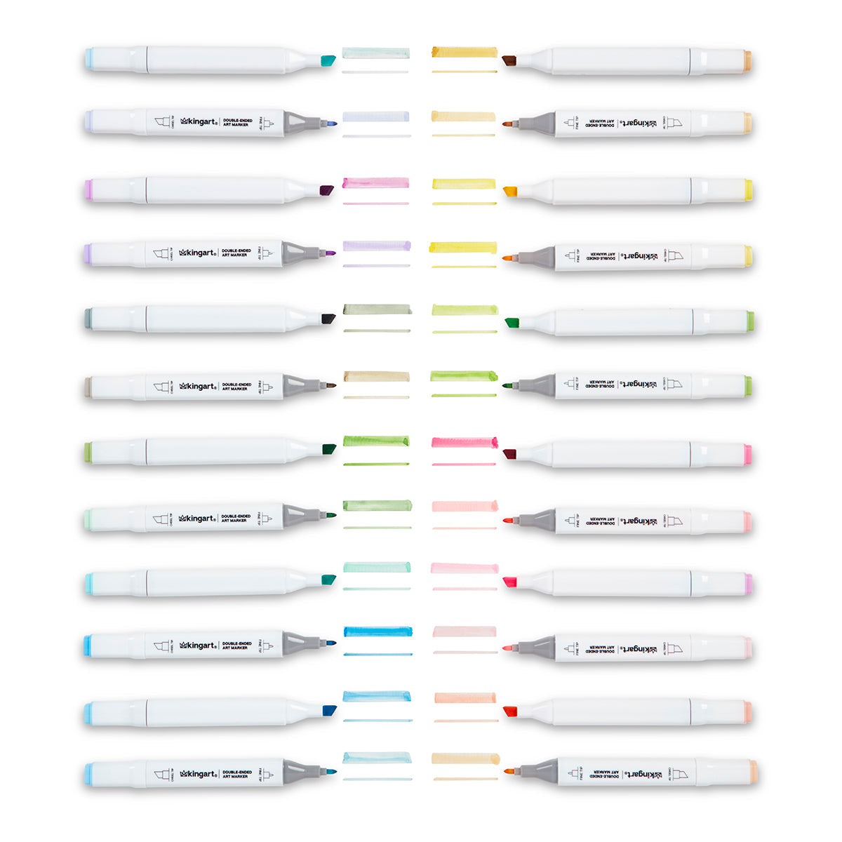 Double-Ended Alcohol Markers 24 Pastel Colors from KINGART