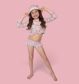 FUN IN THE SUN DREAM TWO-PIECE RASH GUARD RUFFLE SWIM SUIT from DREAM BIG LITTLE CO