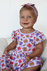 EXCLUSIVE PEANUT BUTTER JELLY TIME DREAM CAP SLEEVE BODYSUIT DRESS from DREAM BIG LITTLE CO