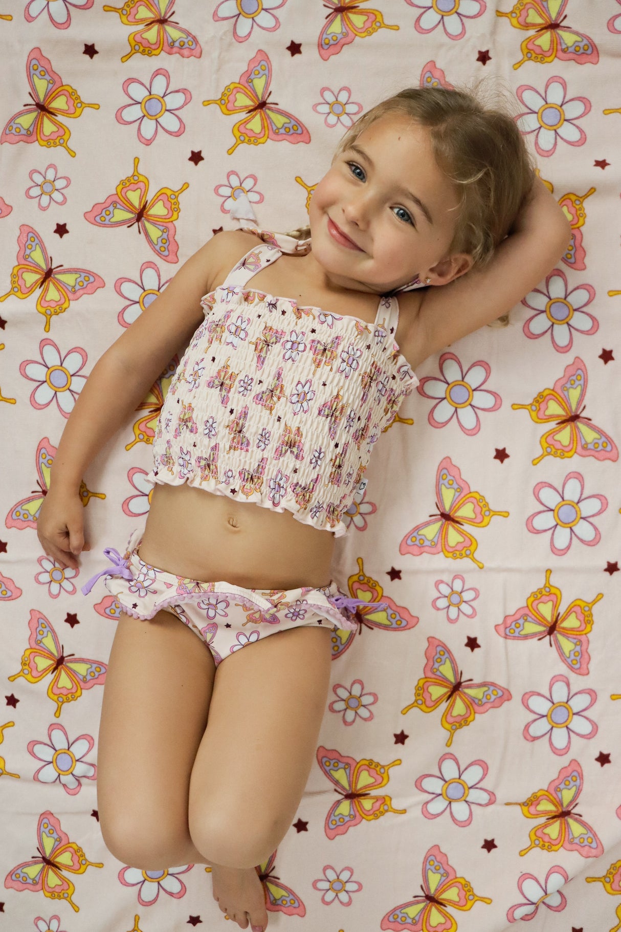 BLOSSOMIN’ BUTTERFLY DREAM SMOCKED TANKINI TWO PIECE SWIM SUIT from DREAM BIG LITTLE CO