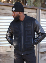 M4338 Adonis Wool Varsity Jacket - Black From Makobi Jeans USA