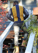 M4338 Adonis Wool Varsity Jacket - Navy From Makobi Jeans USA