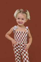 COPPER CHECKERS DREAM SMOCKED FLARE SET from DREAM BIG LITTLE CO