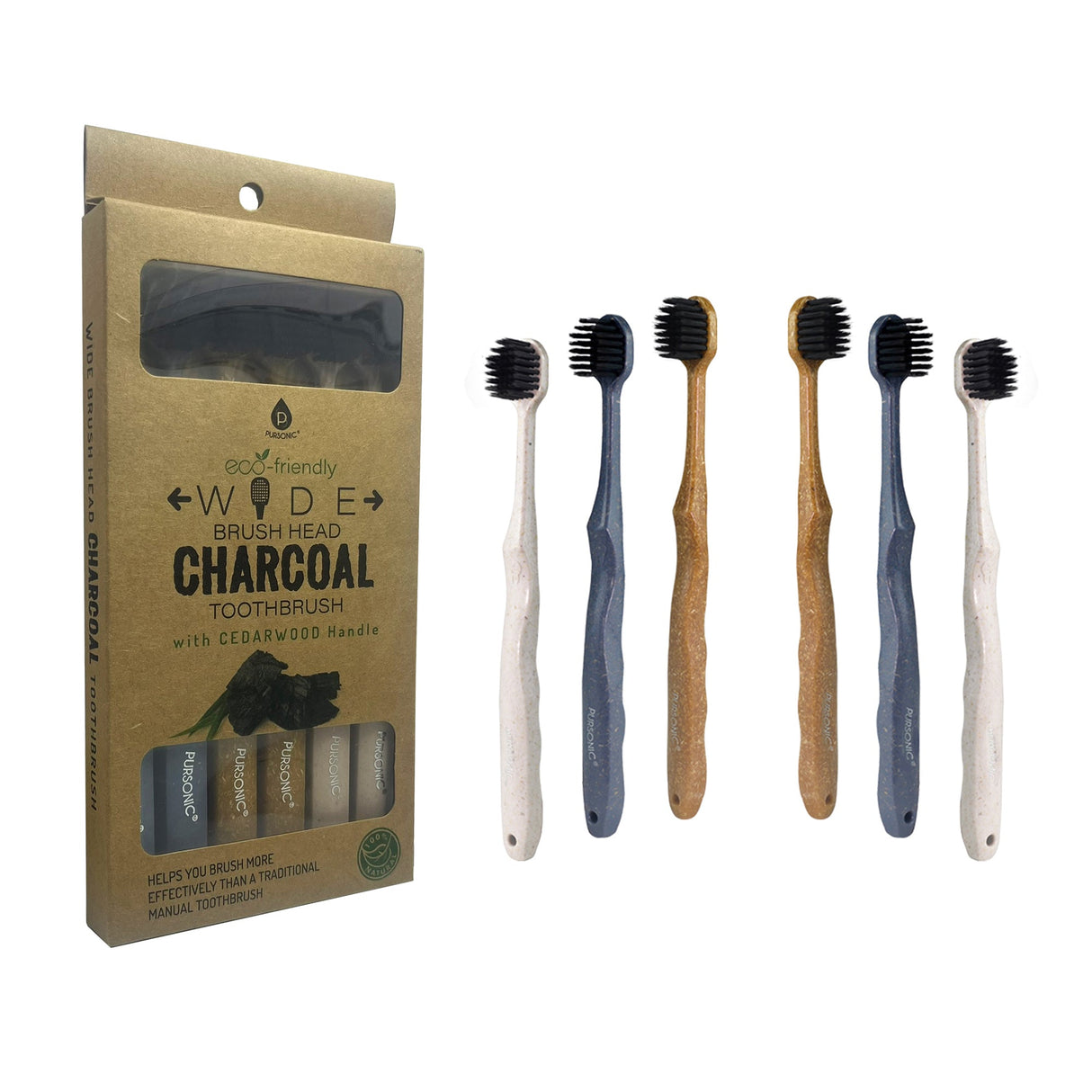 Wide Brush Head Charcoal Toothbrush from Pursonic
