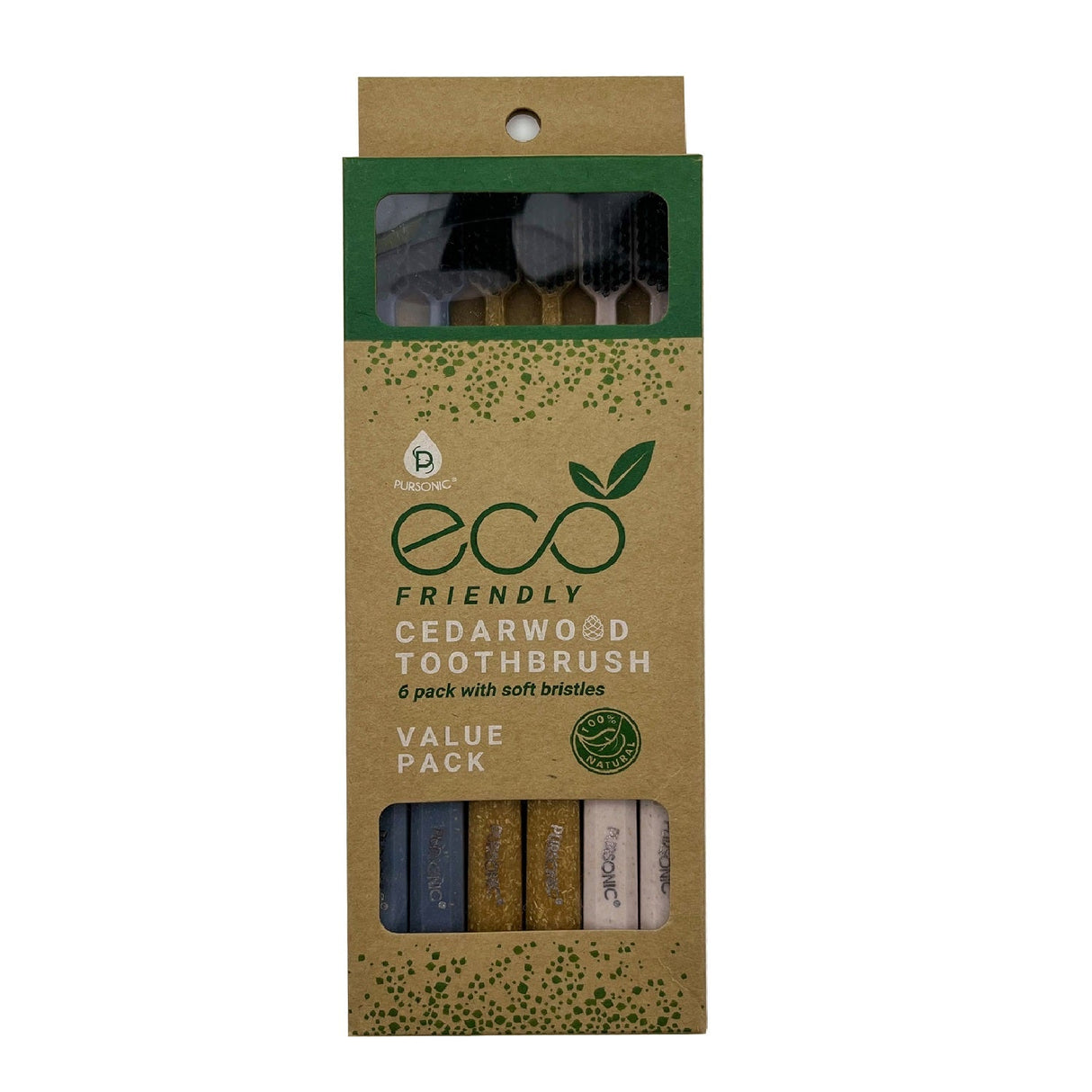 100% Eco-friendly Cedarwood Toothbrushes (6 Pack) from Pursonic