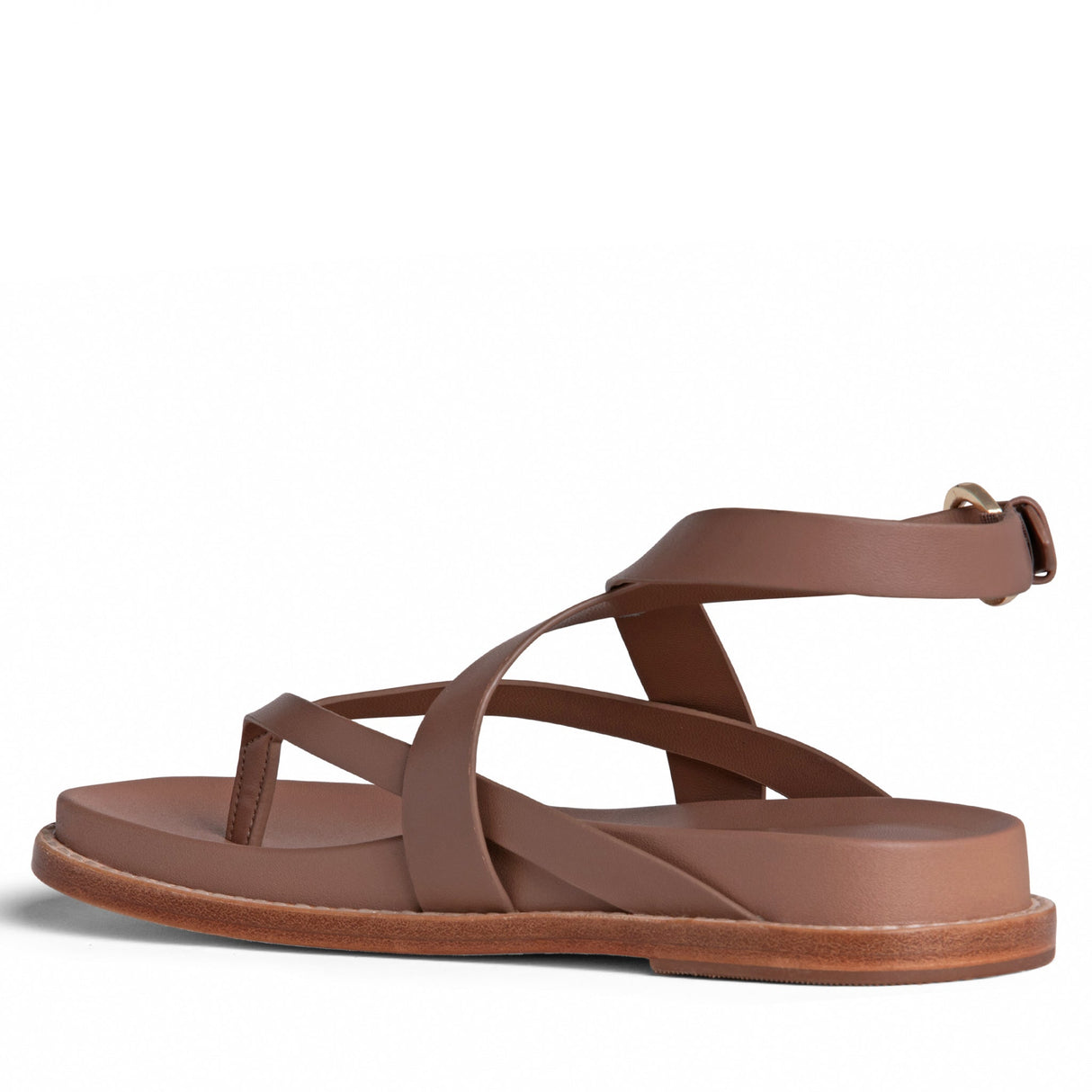 Elise Brown Flat Leather Sandal from Allegra James