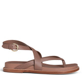 Elise Brown Flat Leather Sandal from Allegra James