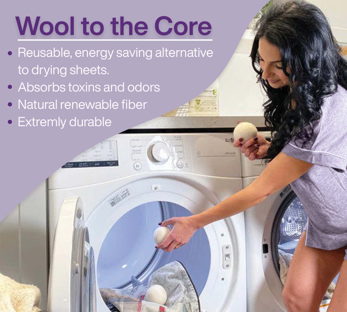 Wool Dryer Balls Bundle - Reusable Laundry Balls Made from Pure New Zealand Wool - Includes Lavender & Peppermint Oils from Pursonic