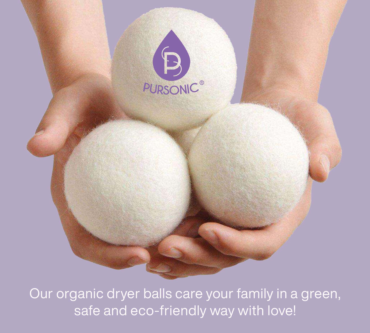 Wool Dryer Balls Bundle - Reusable Laundry Balls Made from Pure New Zealand Wool - Includes Lavender & Peppermint Oils from Pursonic