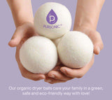 Wool Dryer Balls Bundle - Reusable Laundry Balls Made from Pure New Zealand Wool - Includes Lavender & Peppermint Oils from Pursonic