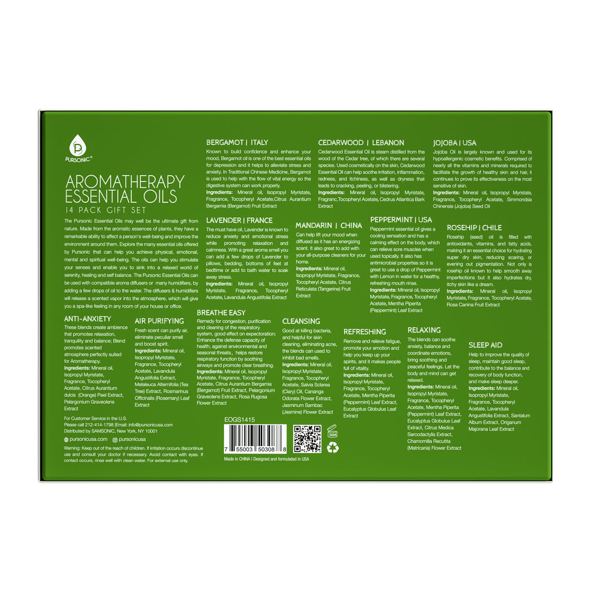 Aromatherapy Essential Oils 14-Pack Gift Set from Pursonic