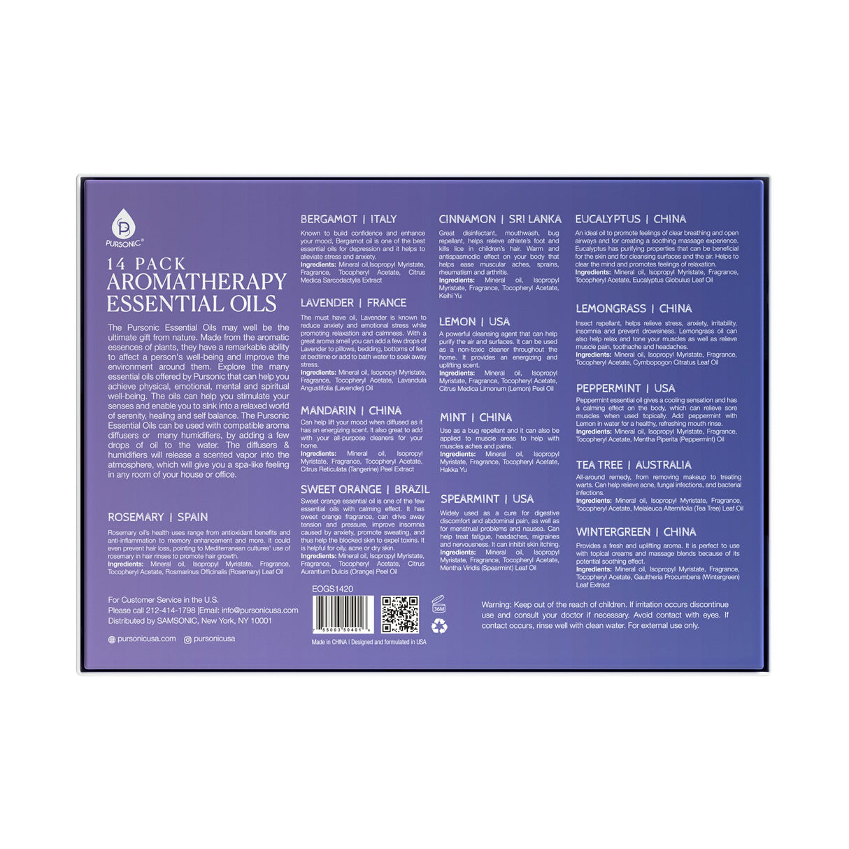 14 Pack Aromatherapy Essential Oil Gift Set from Pursonic
